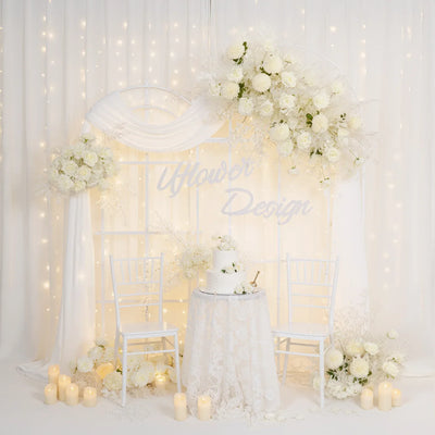 Uflower Artificial White Wedding KT Backdrop Flower Row Decor SET80061 - Uflower
