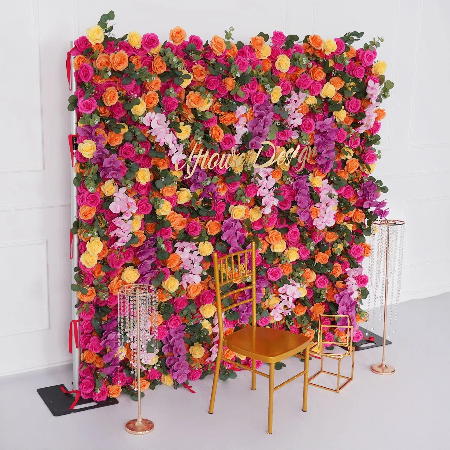 Uflower Artificial Flower Wall Colorful Rose Floral Backdrop Wedding Party Proposal Decor SET80068-01 - Uflower