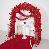 Uflower Red Rose Greenery Floral Door Arch Wedding Party Backdrop Decoration SET80174 - Uflower