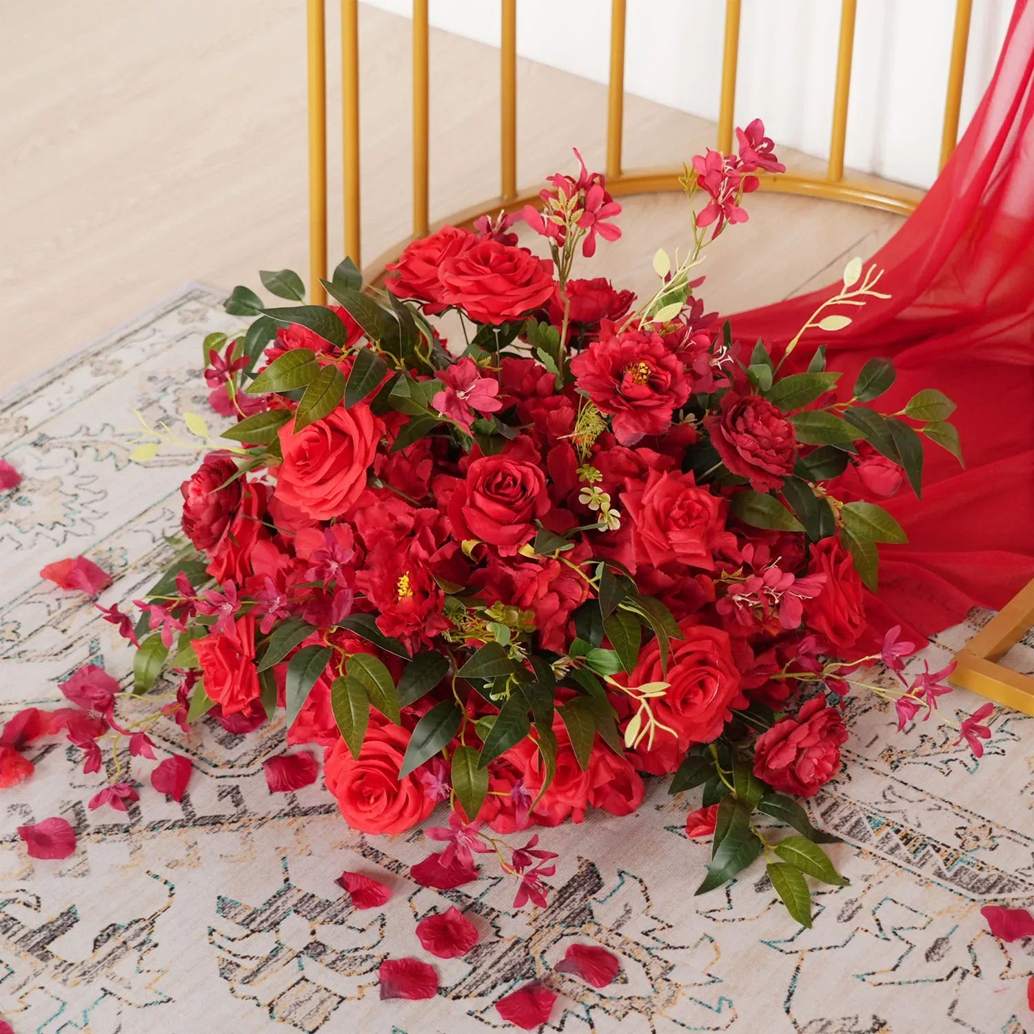 Uflower Artificial Red Wedding KT Backdrop Flower Decor SET80059 - Uflower
