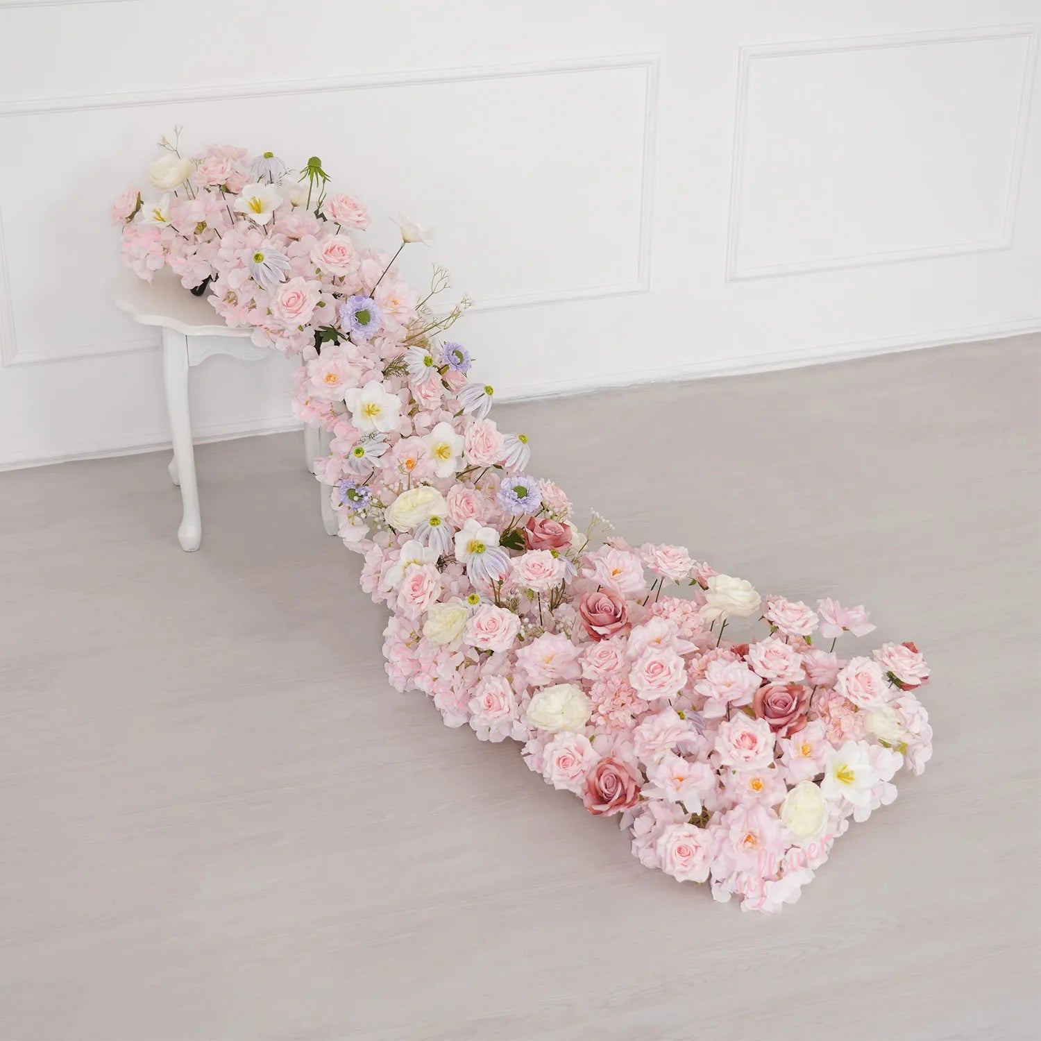 Uflower Pink Table Runner Sofa Floral Wedding Backdrop Decor MC80280-01