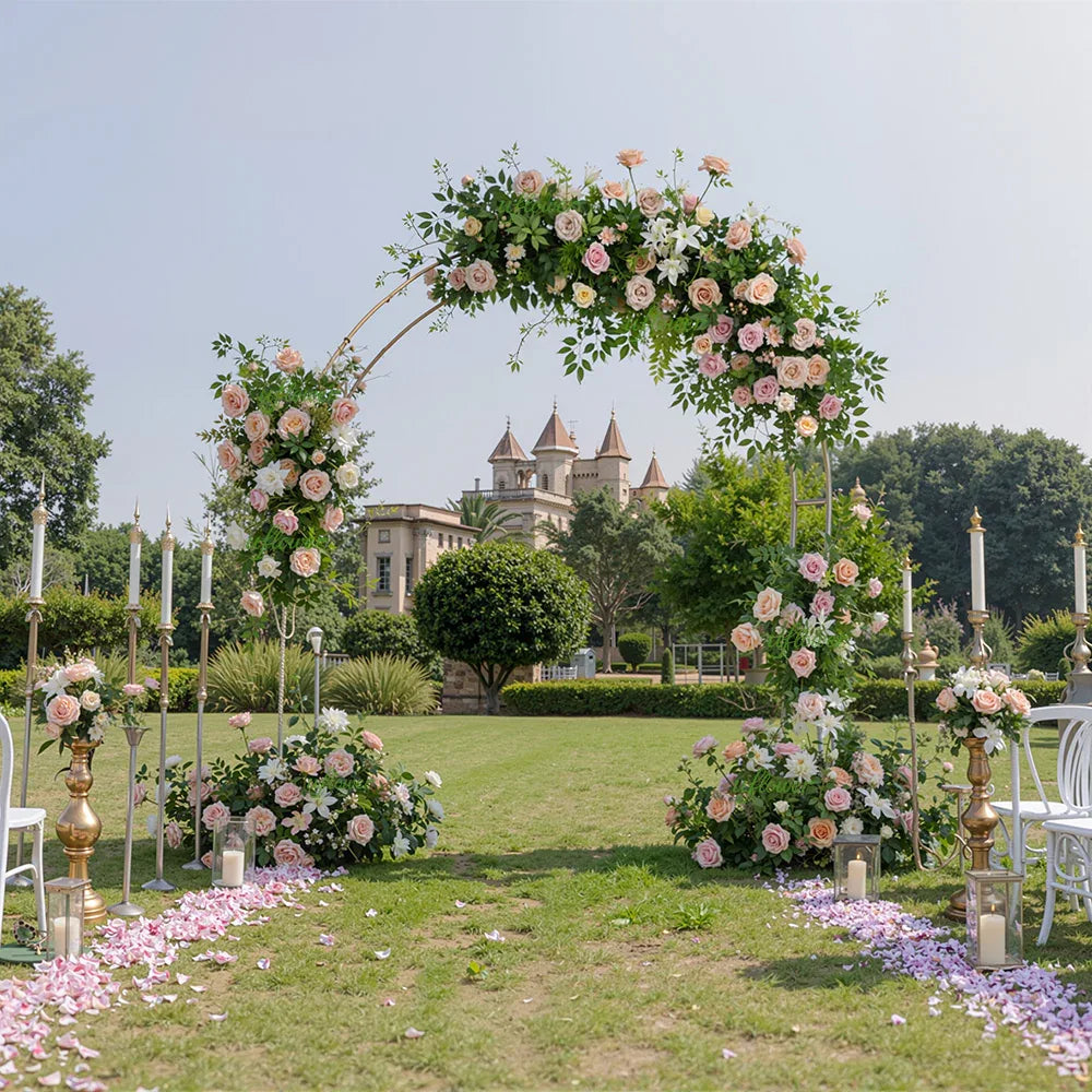 Uflower Pink Rose Green Leaf Hang Flower Floor Floral Wedding Party Event Props SET80148 - Uflower