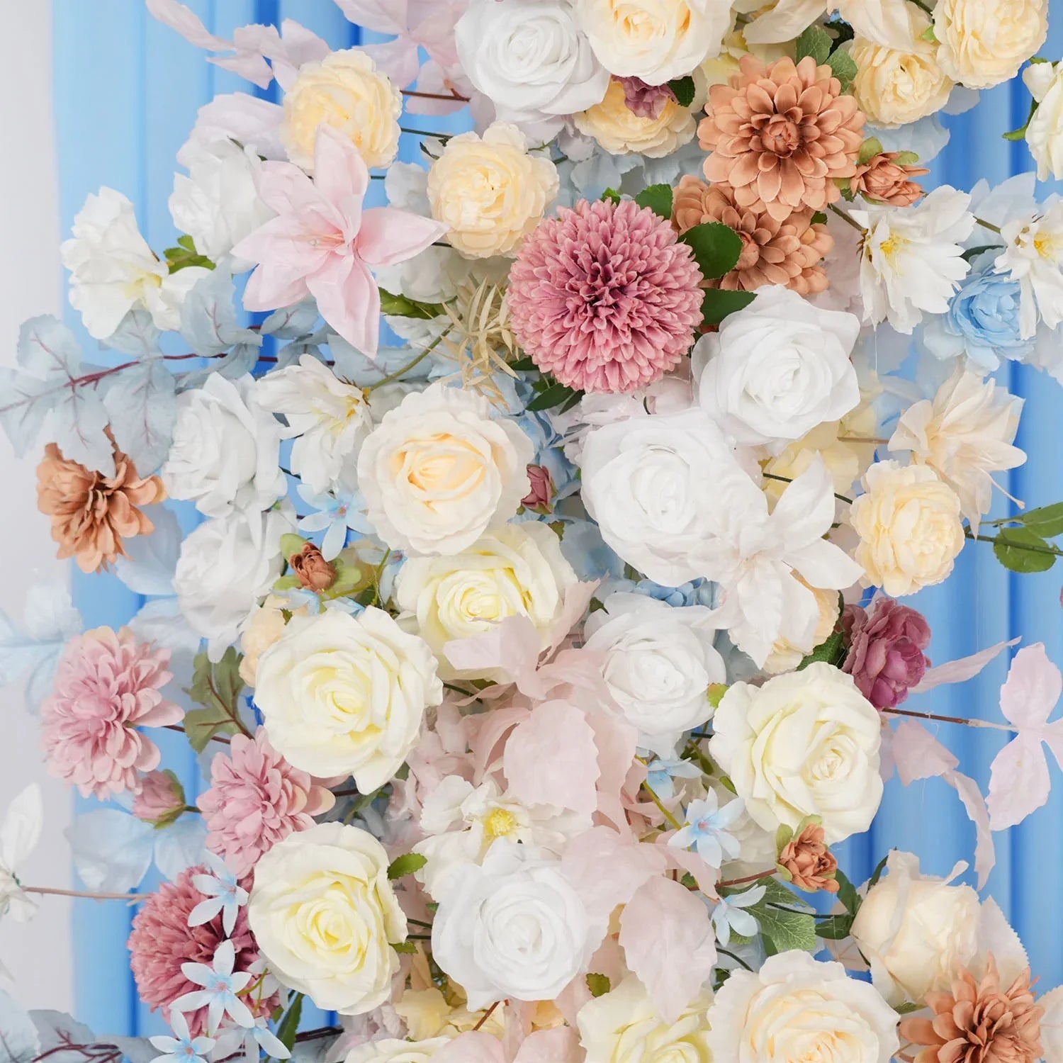 Uflower Pink Blue Champagne Horn Arch Decor Wedding Backdrop Floral Ball Arrangement SET80119 - Uflower