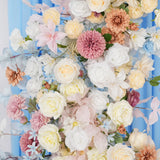 Uflower Pink Blue Champagne Horn Arch Decor Wedding Backdrop Floral Ball Arrangement SET80119 - Uflower