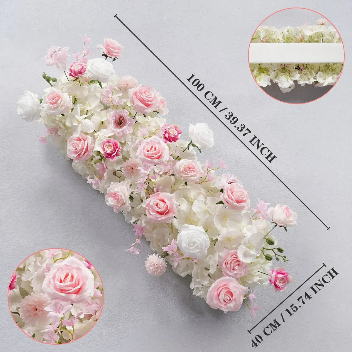 Uflower Artificial Pink White Flower Row Wedding KT Backdrop Decor SET80195 - Uflower