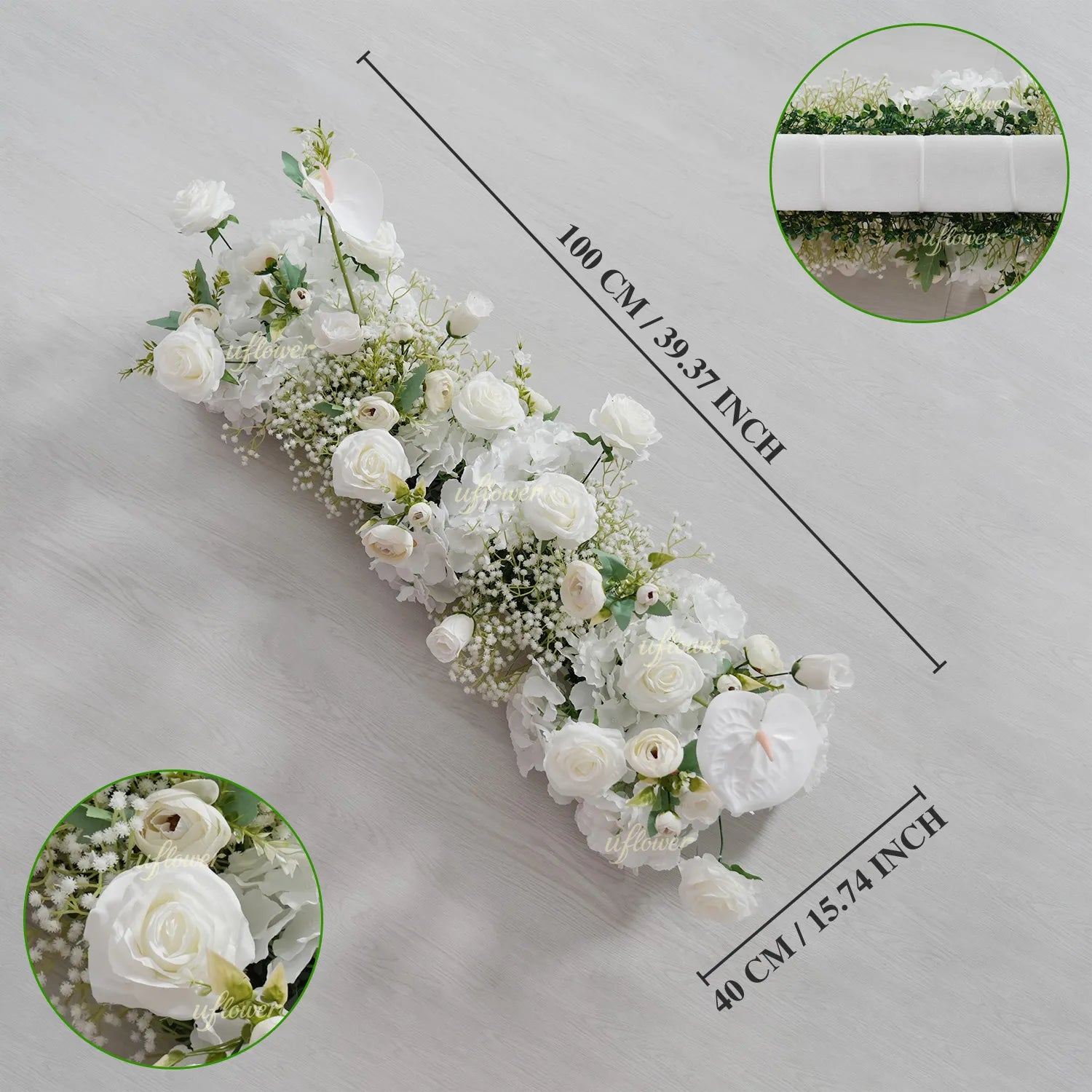 Uflower White Baby's Breath Flower Row Wedding KT Backdrop Decor SET80170
