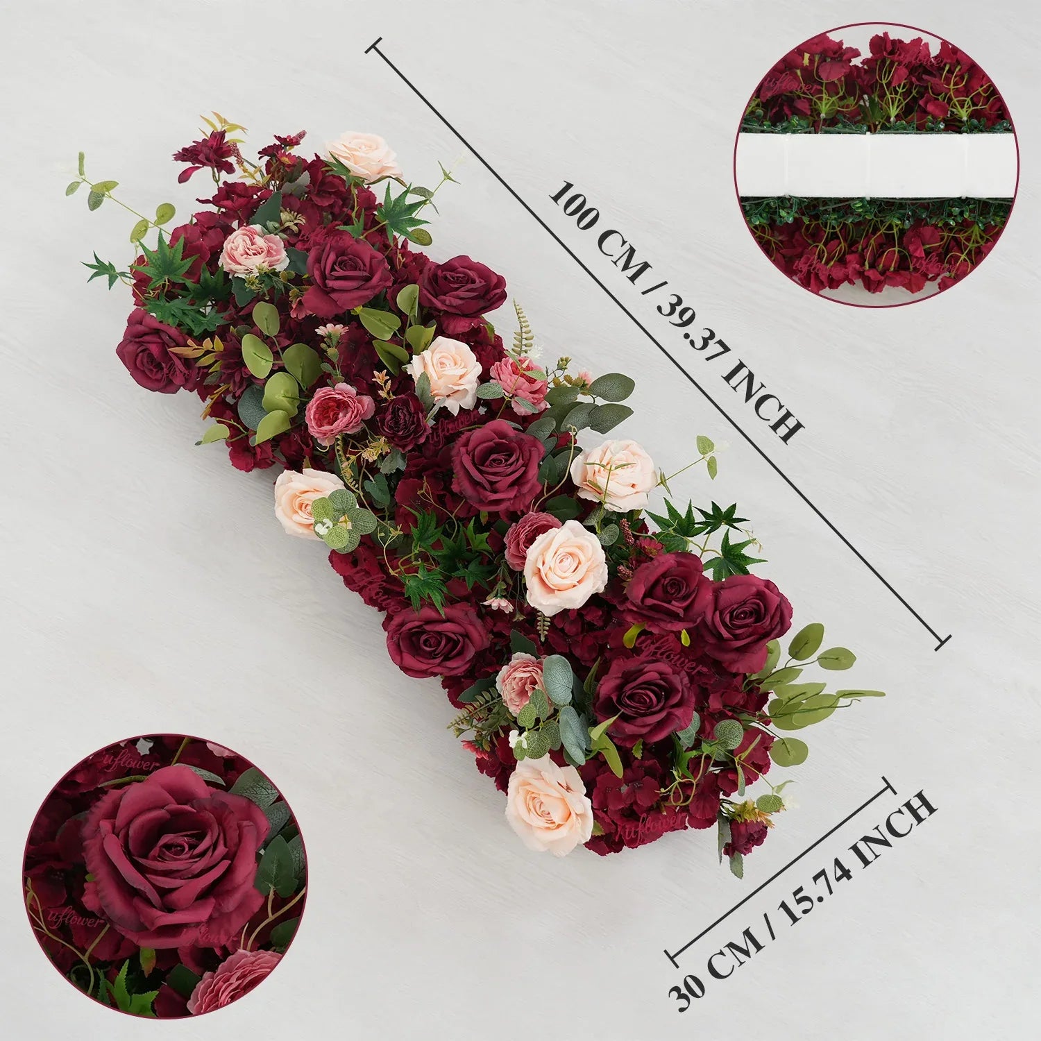 Uflower Artificial Red Rose Flower Row Wedding KT Backdrop Decor MC80124 - Uflower