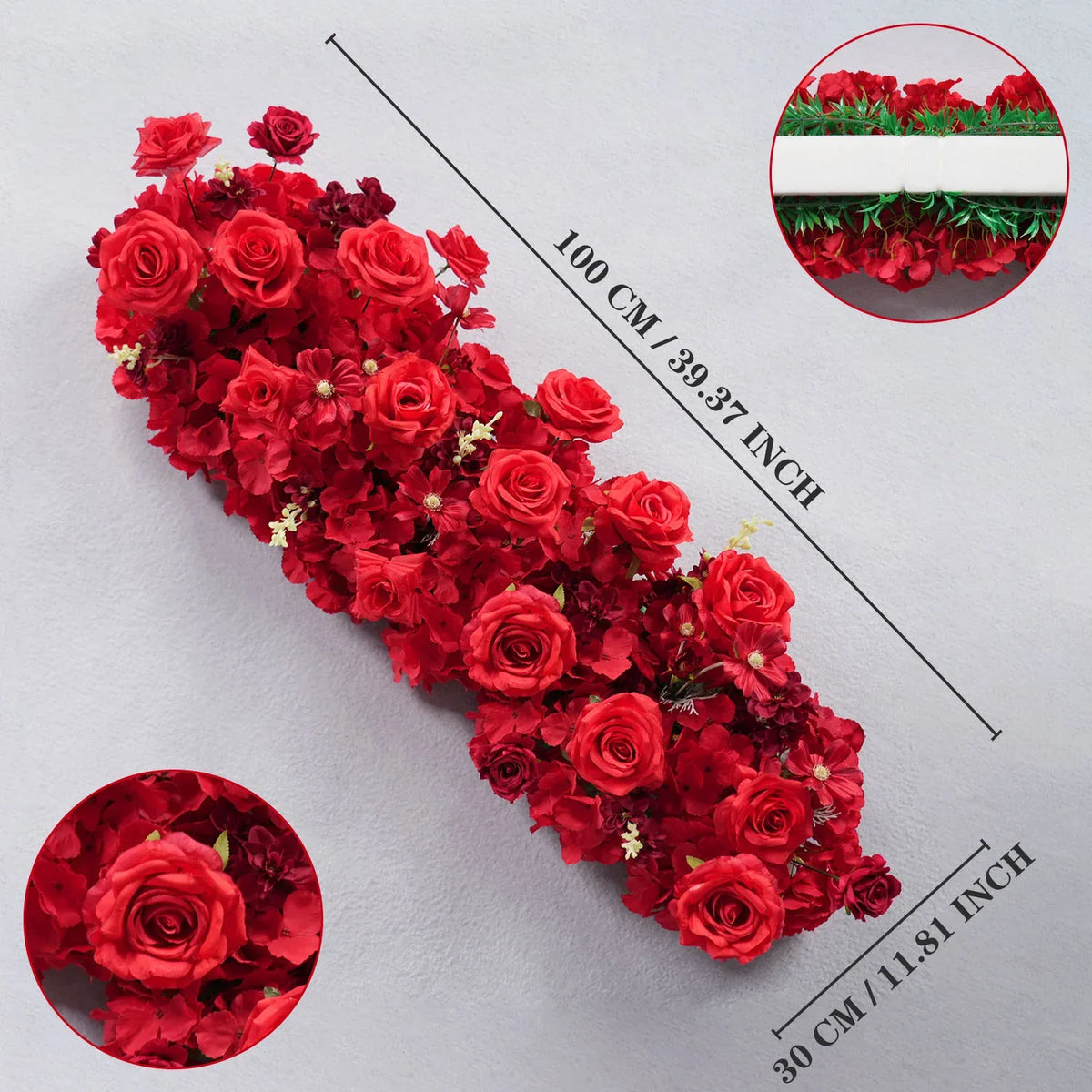 Uflower Artificial Red Rose Flower Row Sofa Table Runner Floor Flower Arrangement MC80126 - Uflower