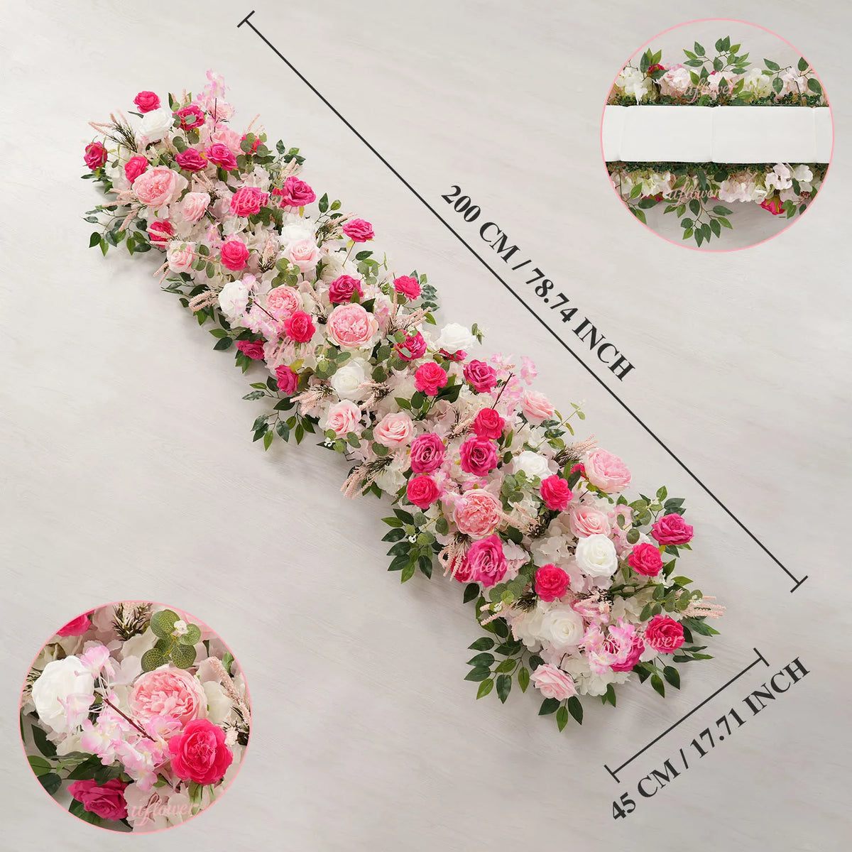 Uflower Décoration florale rose pour toile de fond de mariage, rangée de fleurs pour fête MC80083-01