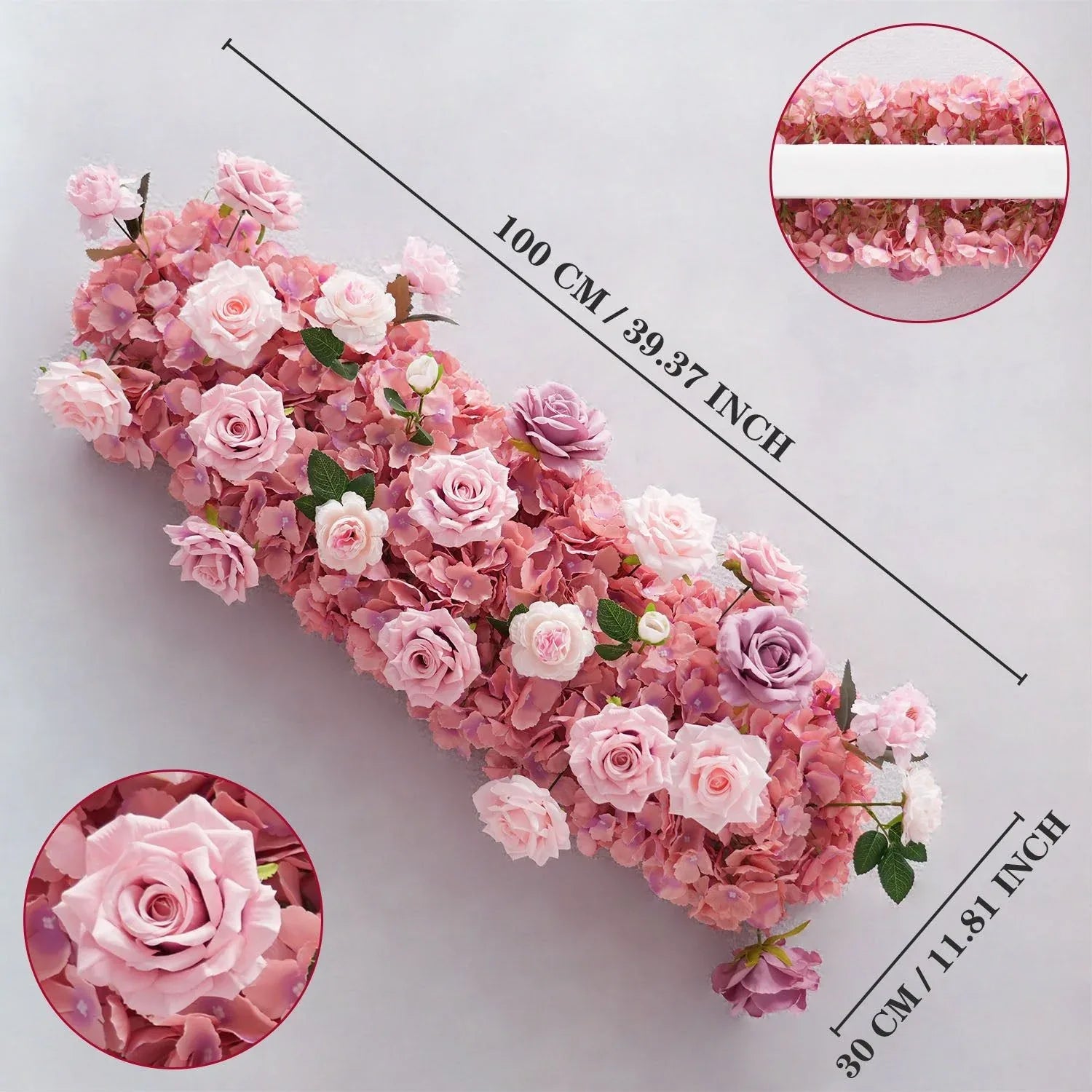 Uflower Purple Pink Floral Arrangement Wedding Party Backdrop Flower Row Decor SET80192 - Uflower