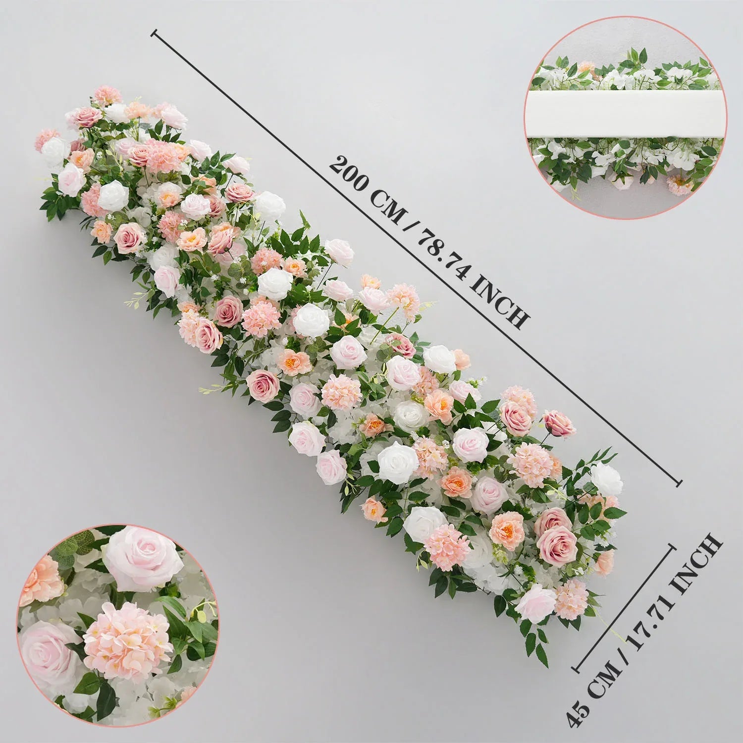 Uflower Pink White Rose Floral Square Arch Wedding Party Backdrop Decoration SET80117-01 - Uflower