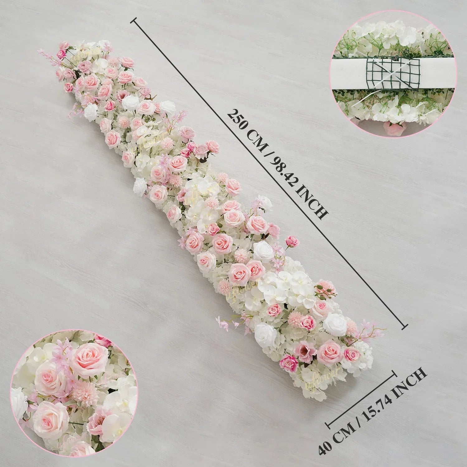 Uflower Artificial Pink White Flower Row Wedding KT Backdrop Decor SET80195 - Uflower