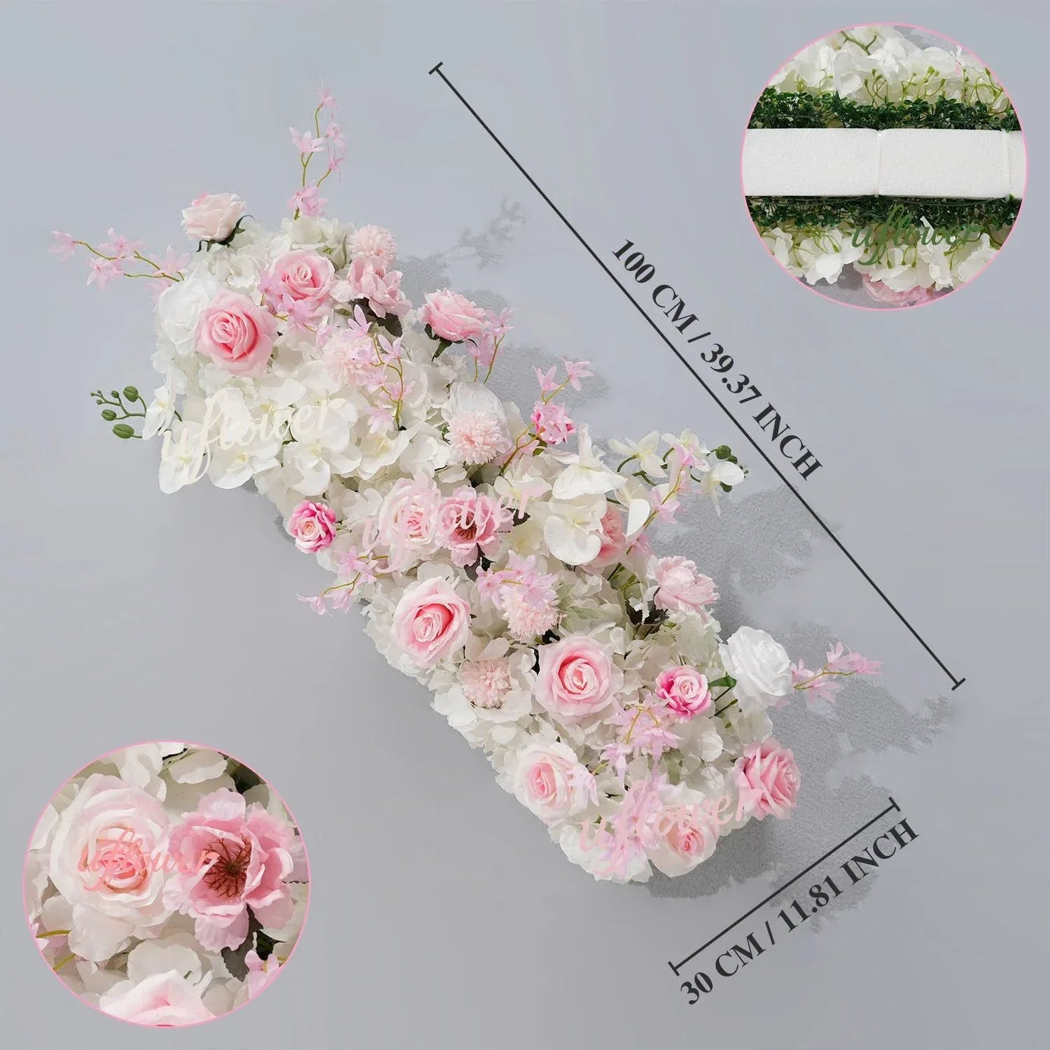 Uflower Artificial Pink White Flower Row Wedding KT Backdrop Decor SET80195 - Uflower