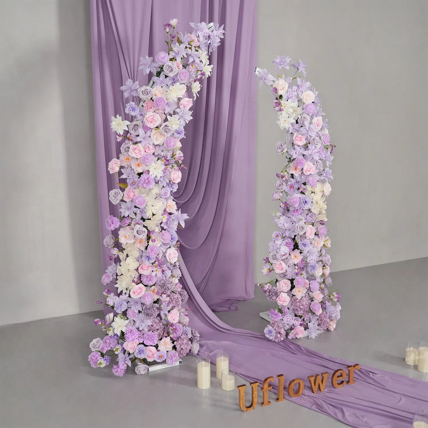 Uflower Purple Floral Horn Arch Wedding Party Backdrop Decor SET80243-01