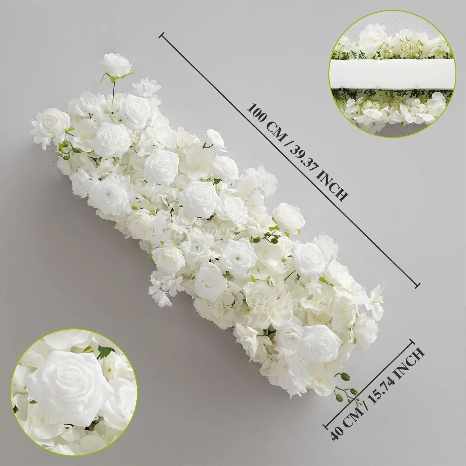 Uflower White Orchid Rose Table Runner Sofa Floral Wedding Backdrop Decor SET80185 - Uflower
