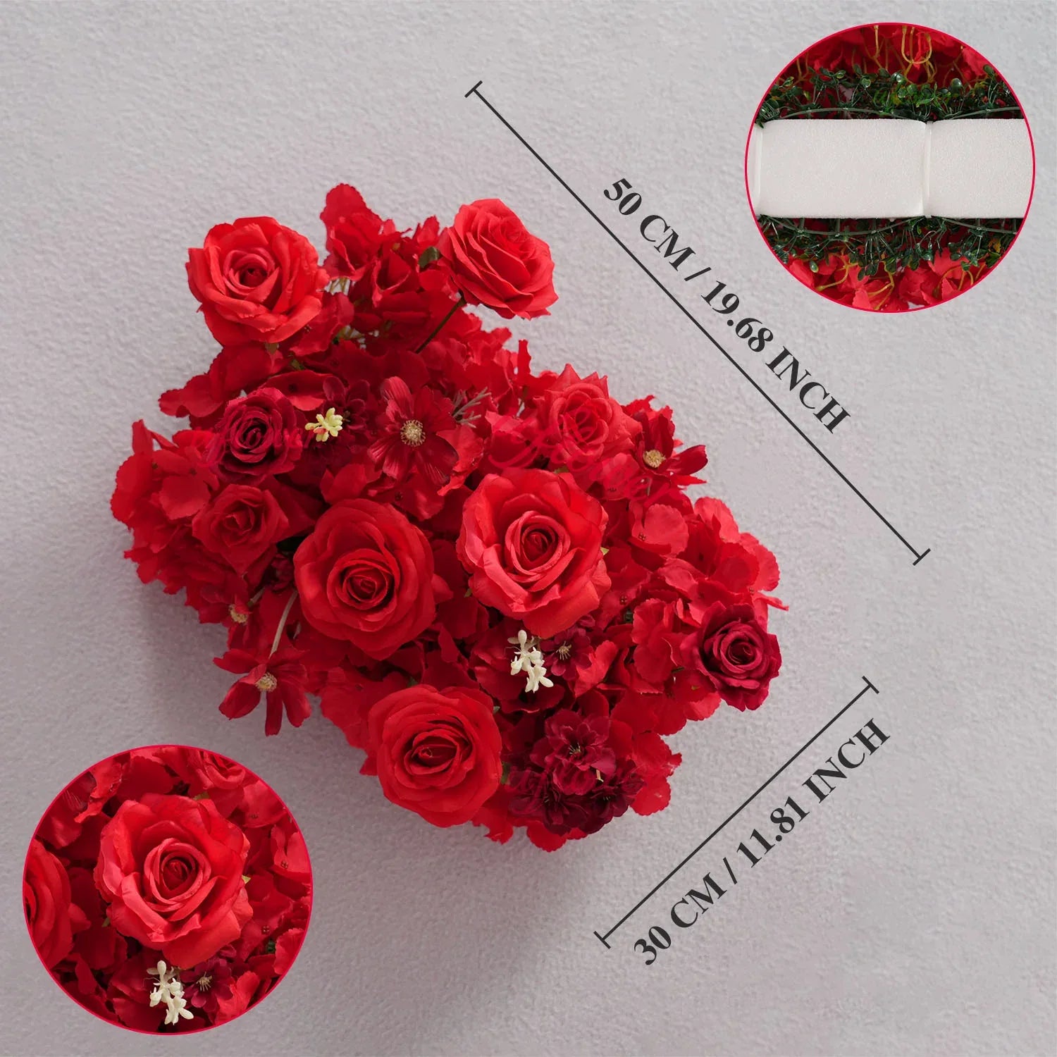 Uflower Artificial Red Rose Flower Row Sofa Table Runner Floor Flower Arrangement MC80126 - Uflower