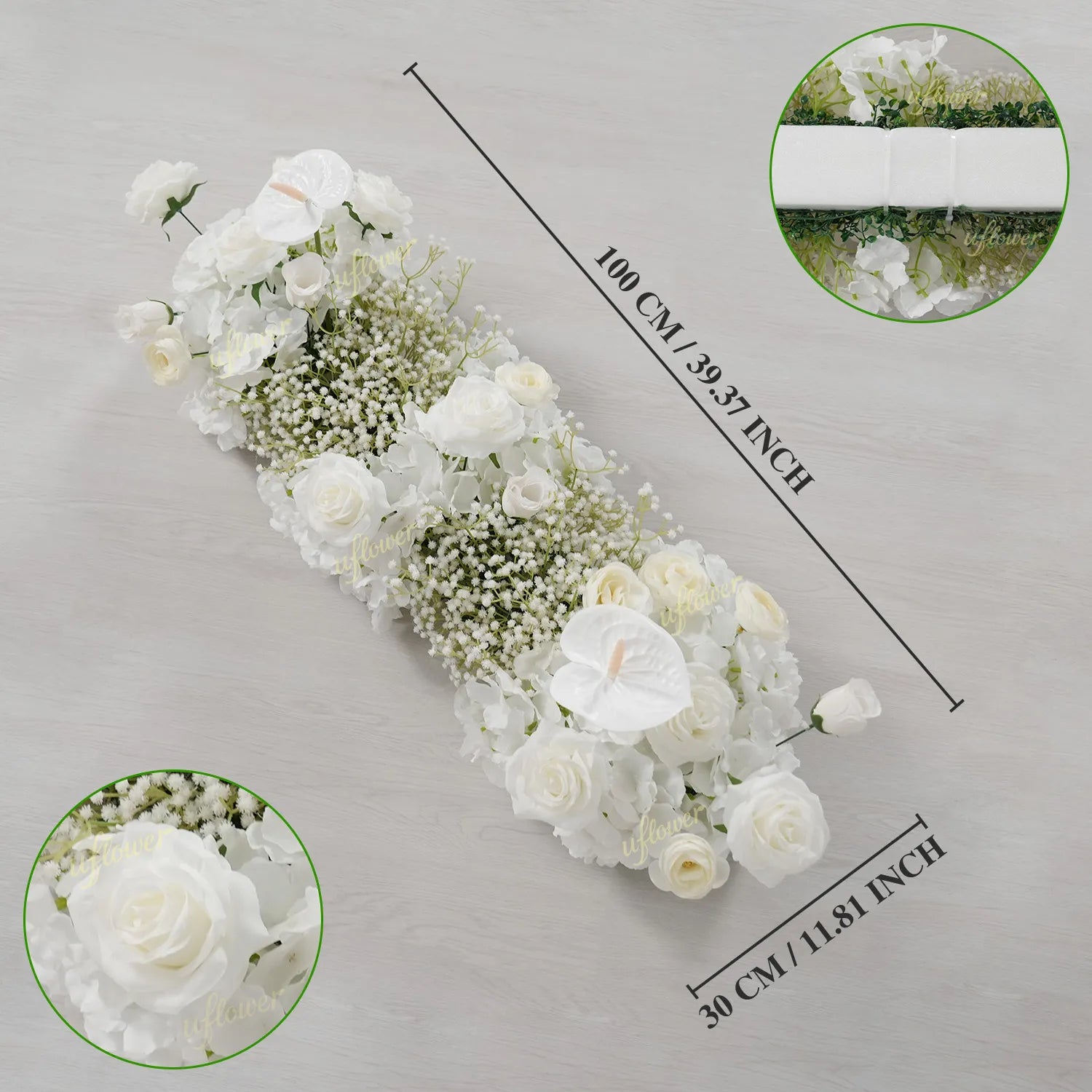 Uflower White Baby's Breath Flower Row Wedding KT Backdrop Decor SET80170
