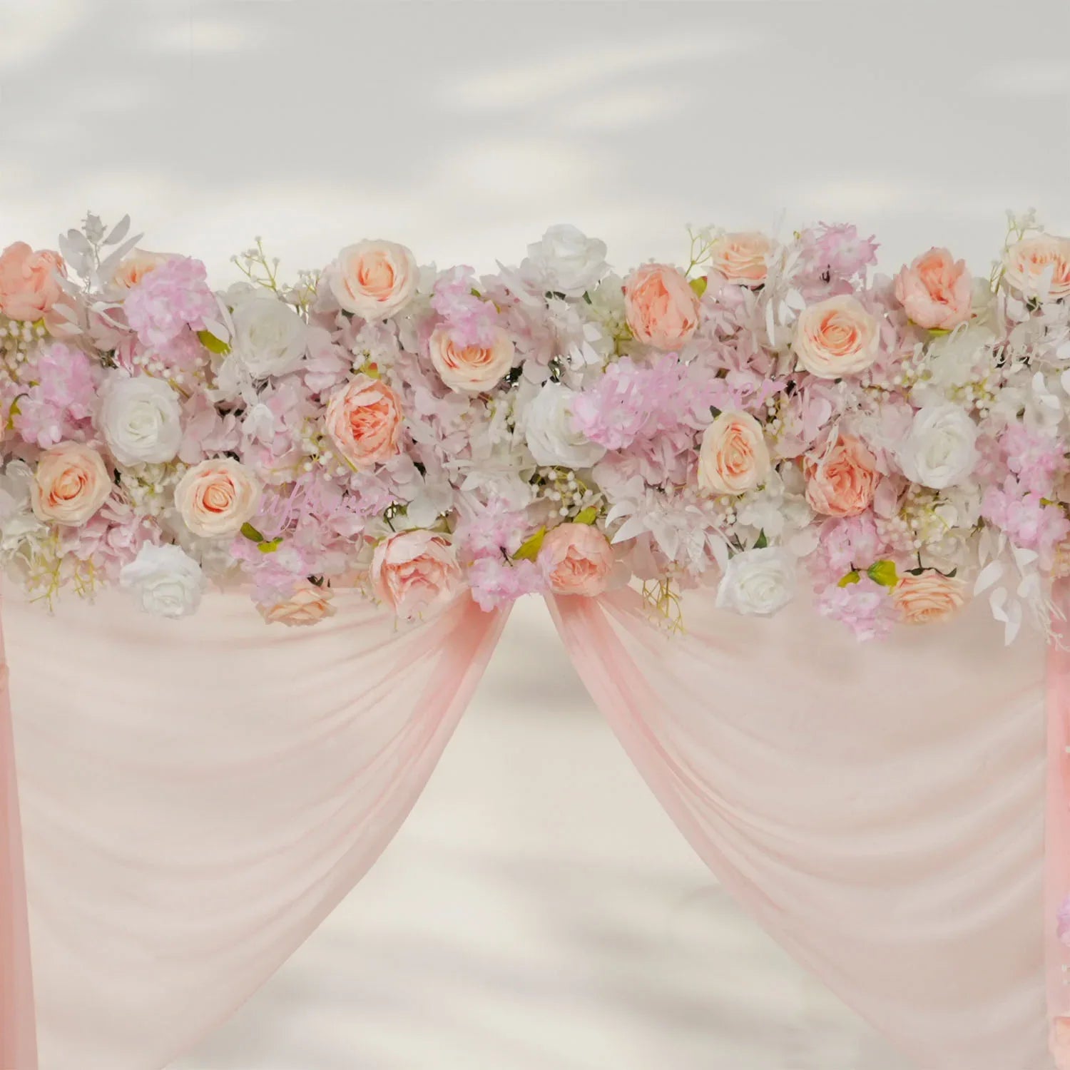 Uflower Pink White Rose Floral Square Arch Wedding Party Backdrop Decoration SET80138 - Uflower