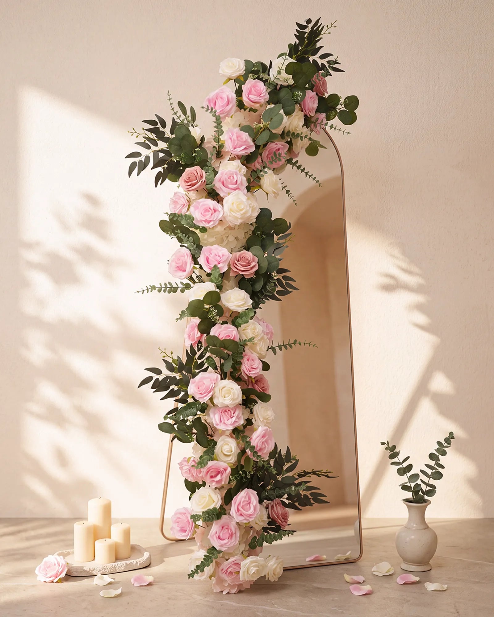 Uflower Pink and White DIY Wedding Flower Kit – Artificial Floral Arrangement Box MJ89001-01