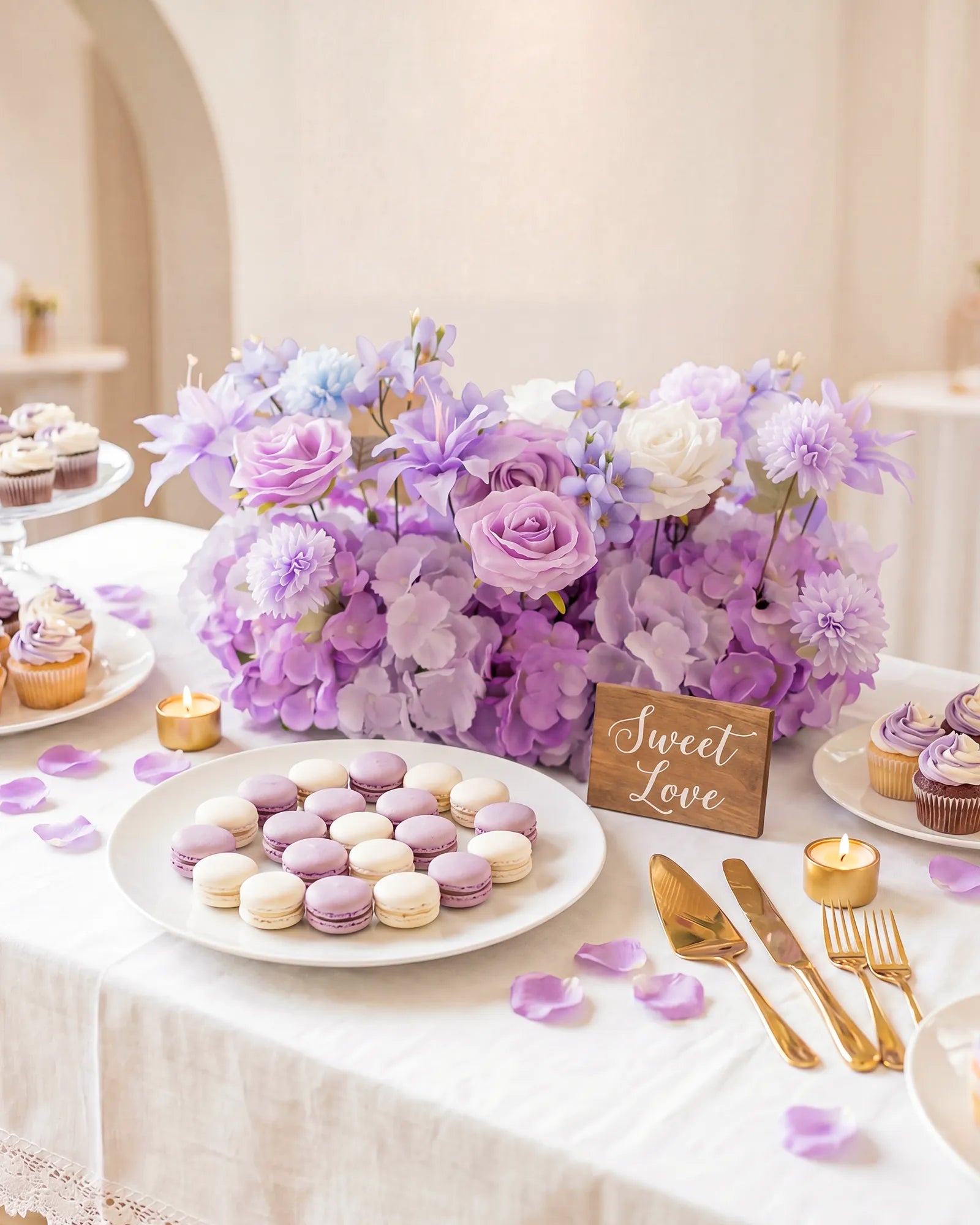 Uflower 50cm Purple White Flower Row MC89007-03