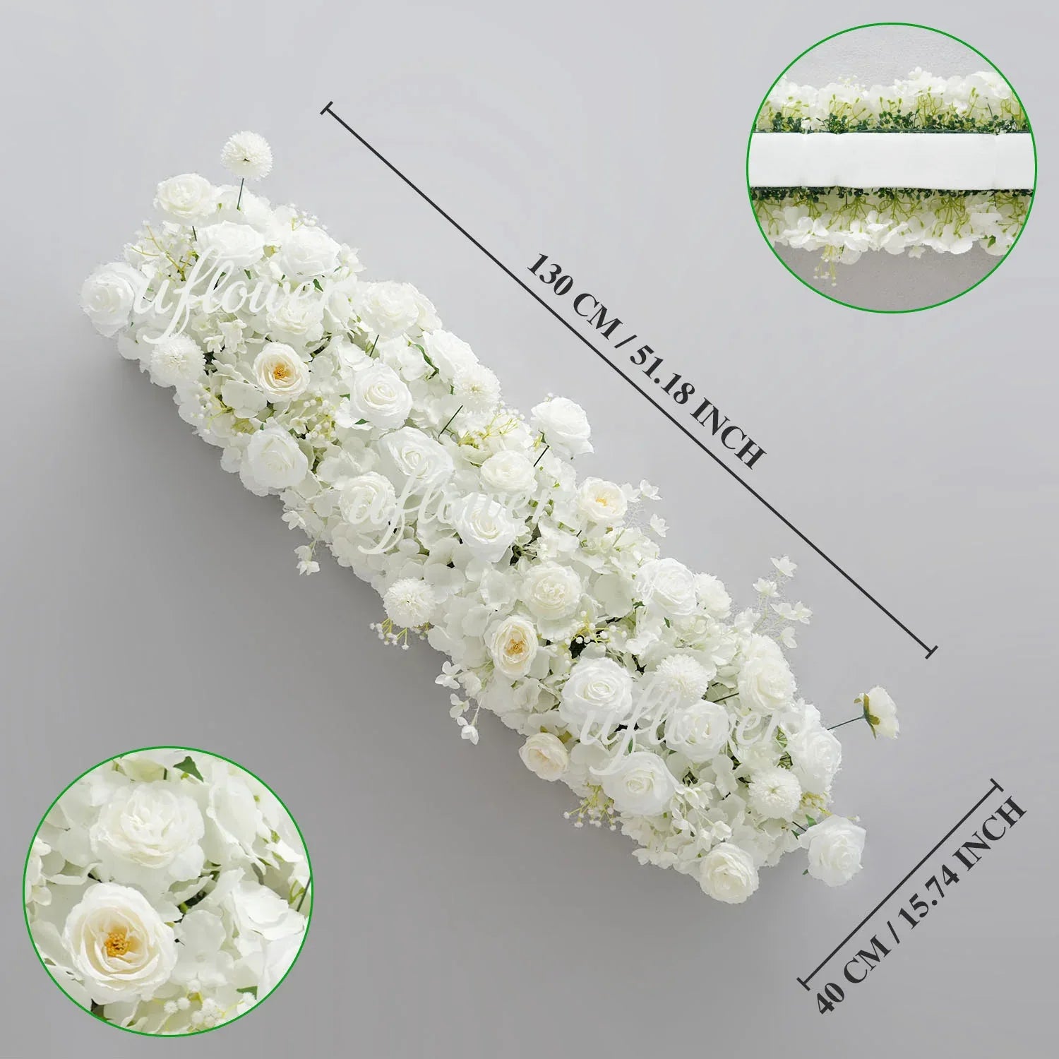 Uflower Pink White Rose Table Runner Sofa Floral Wedding Backdrop Decor SET80137 - Uflower