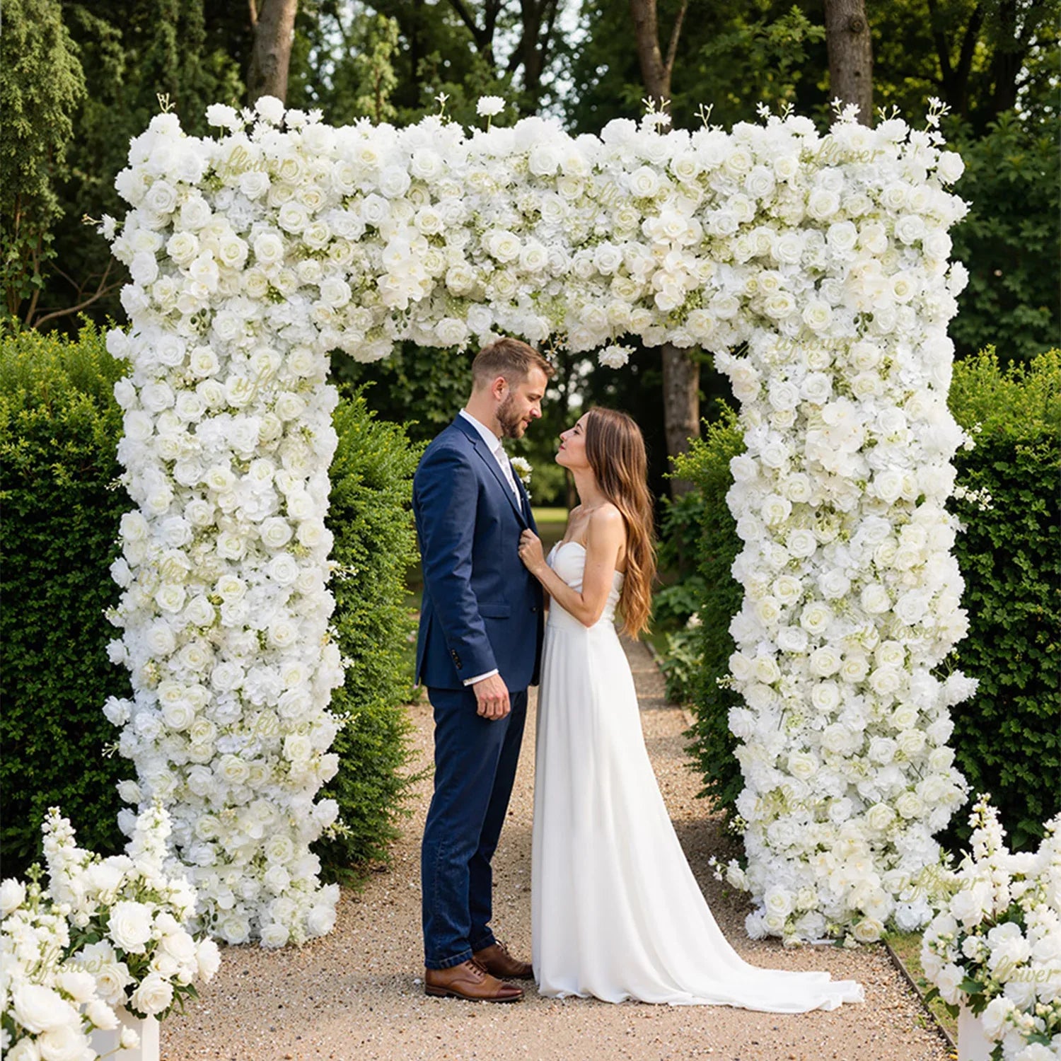 Uflower White Rose Wedding Background Flower Arrangement Arch Decoration SET80112 - Uflower