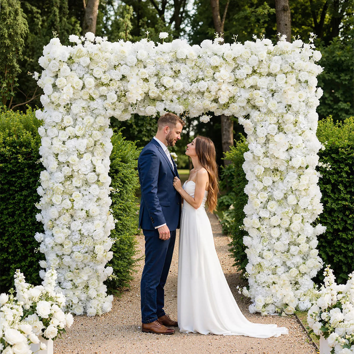 Uflower White Rose Wedding Background Flower Arrangement Arch Decoration SET80112 - Uflower