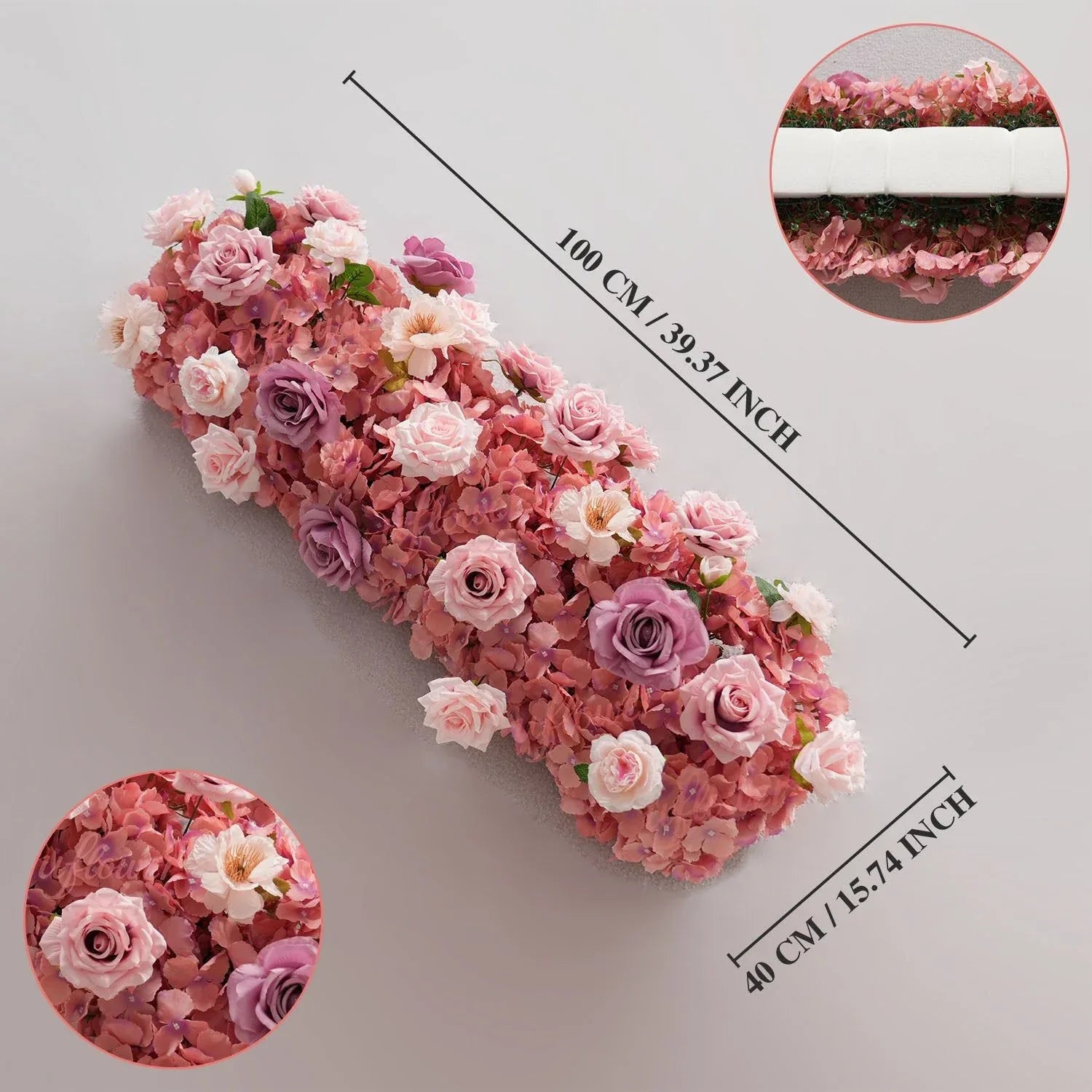 Uflower Purple Pink Floral Arrangement Wedding Party Backdrop Flower Row Decor SET80192 - Uflower