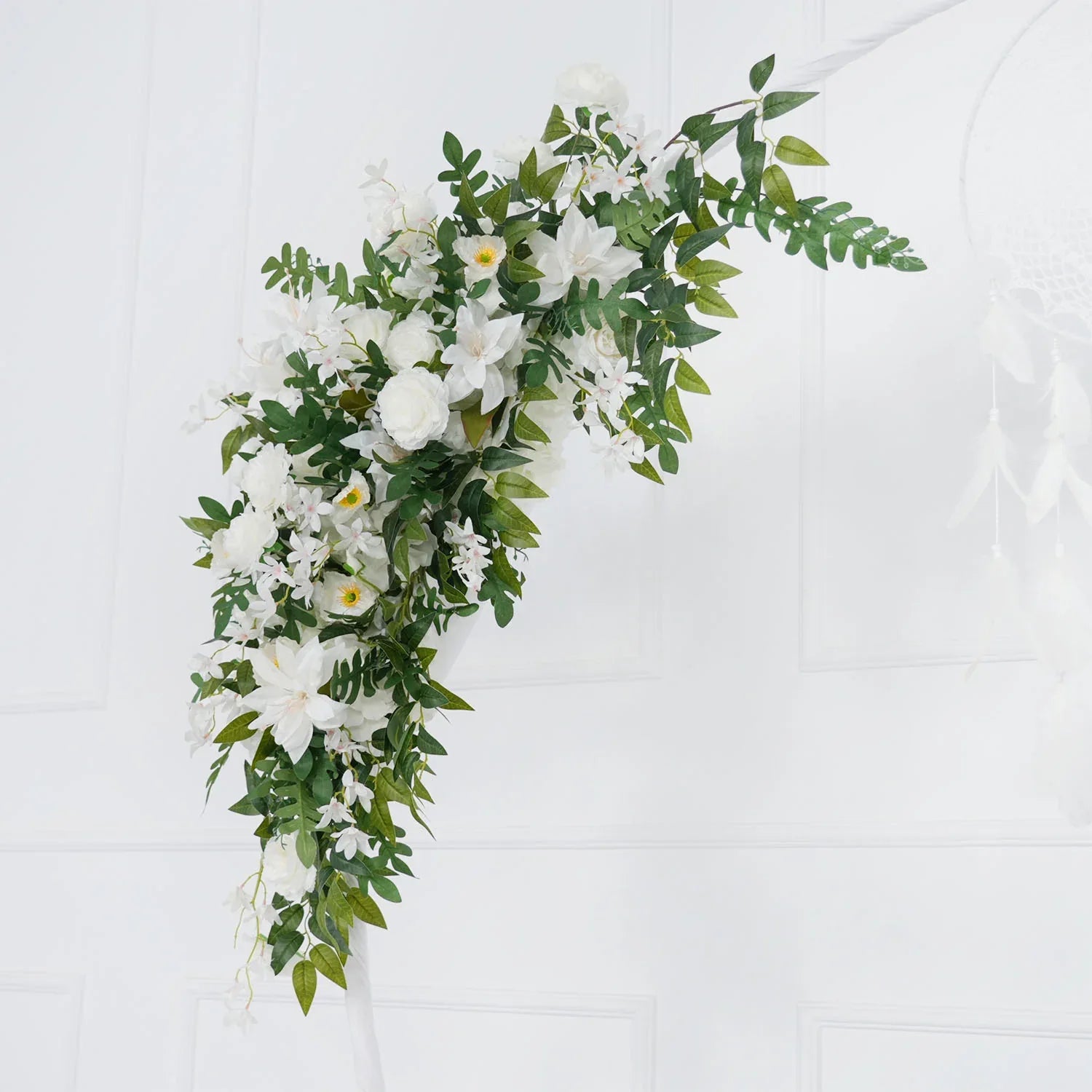Uflower Artificial White Flower Row KT Background Wedding Decor SET80062 - Uflower