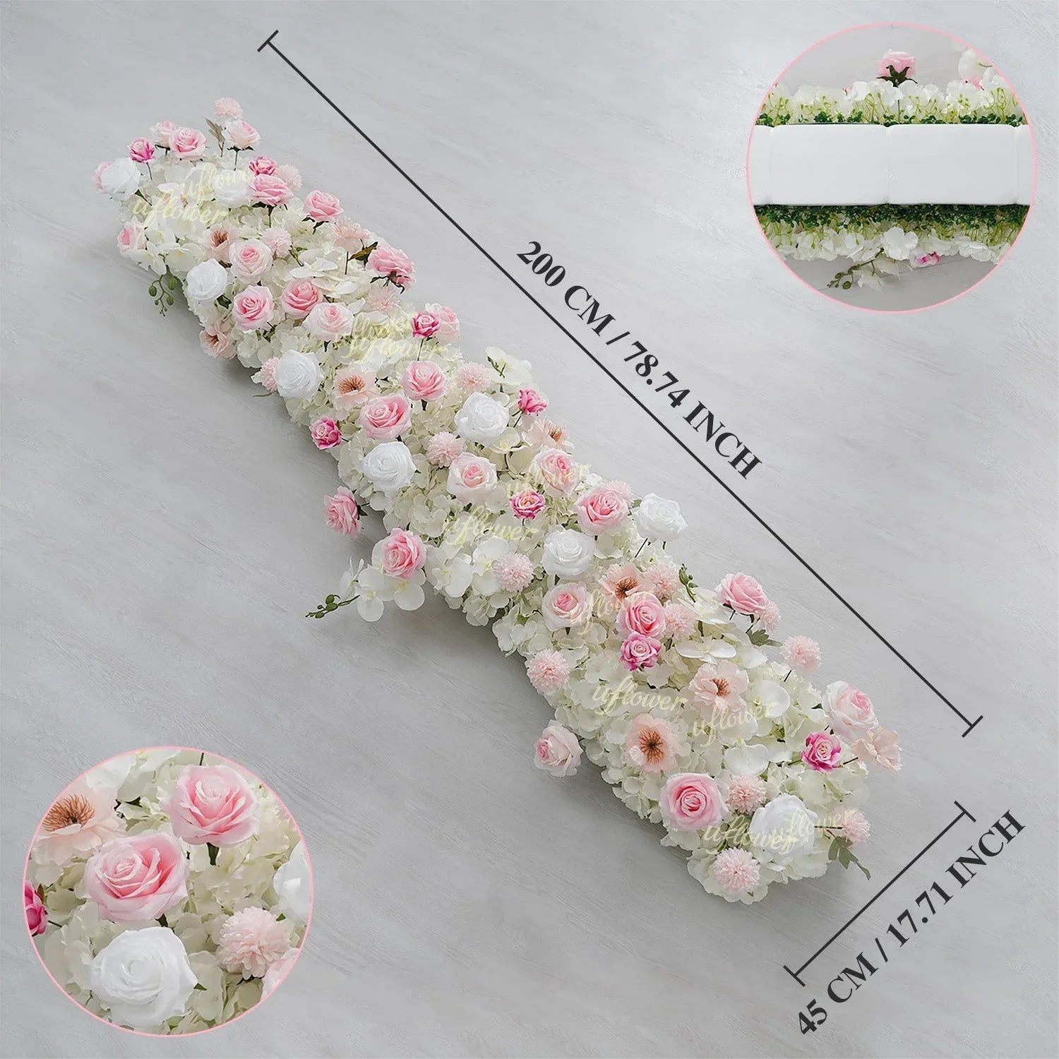 Uflower Artificial Pink White Flower Row Wedding KT Backdrop Decor SET80195 - Uflower