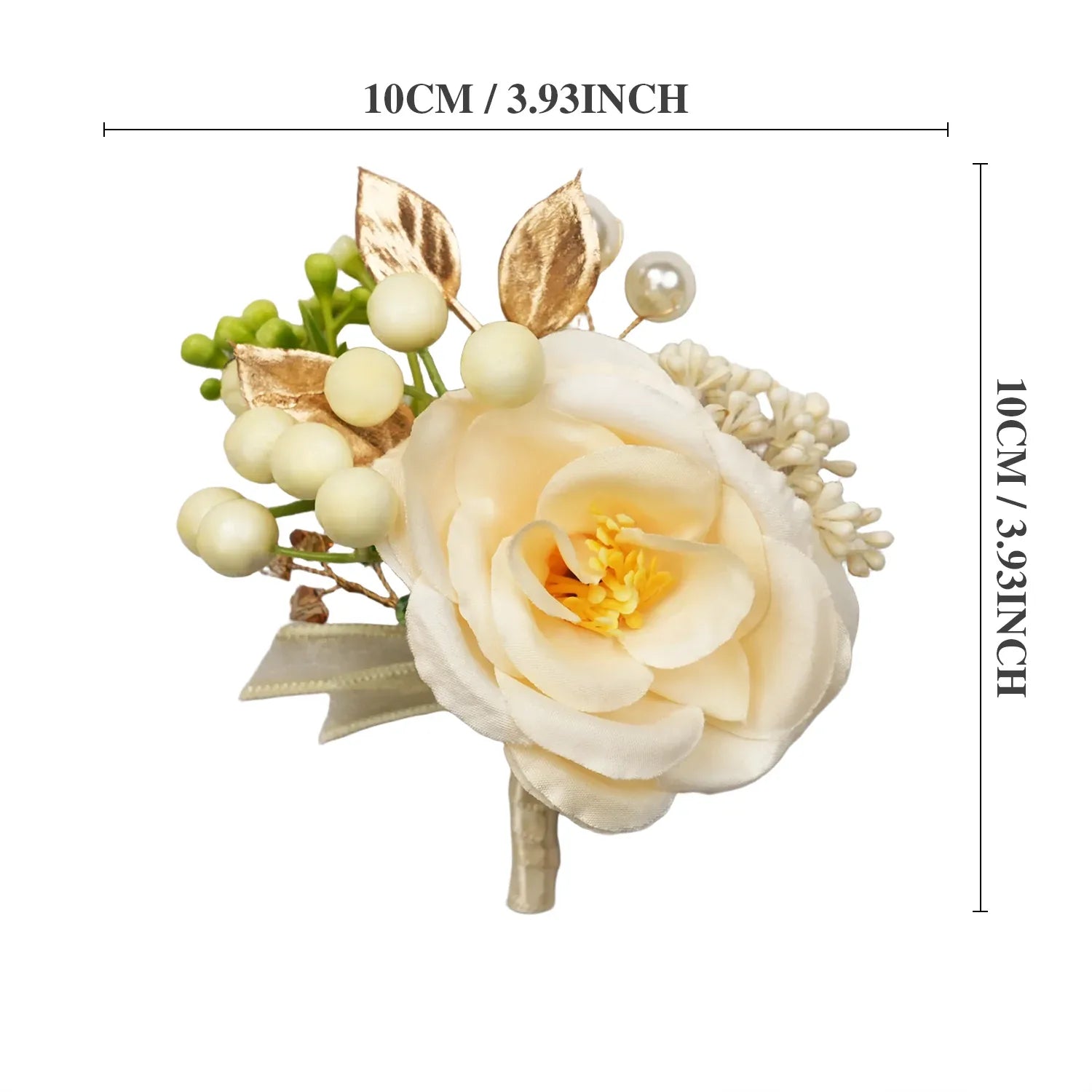 Uflower Champagne Series Bride Bouquet Wrist Corsage Groom Boutonniere Wedding Event Supplies SET80080-10 - Uflower
