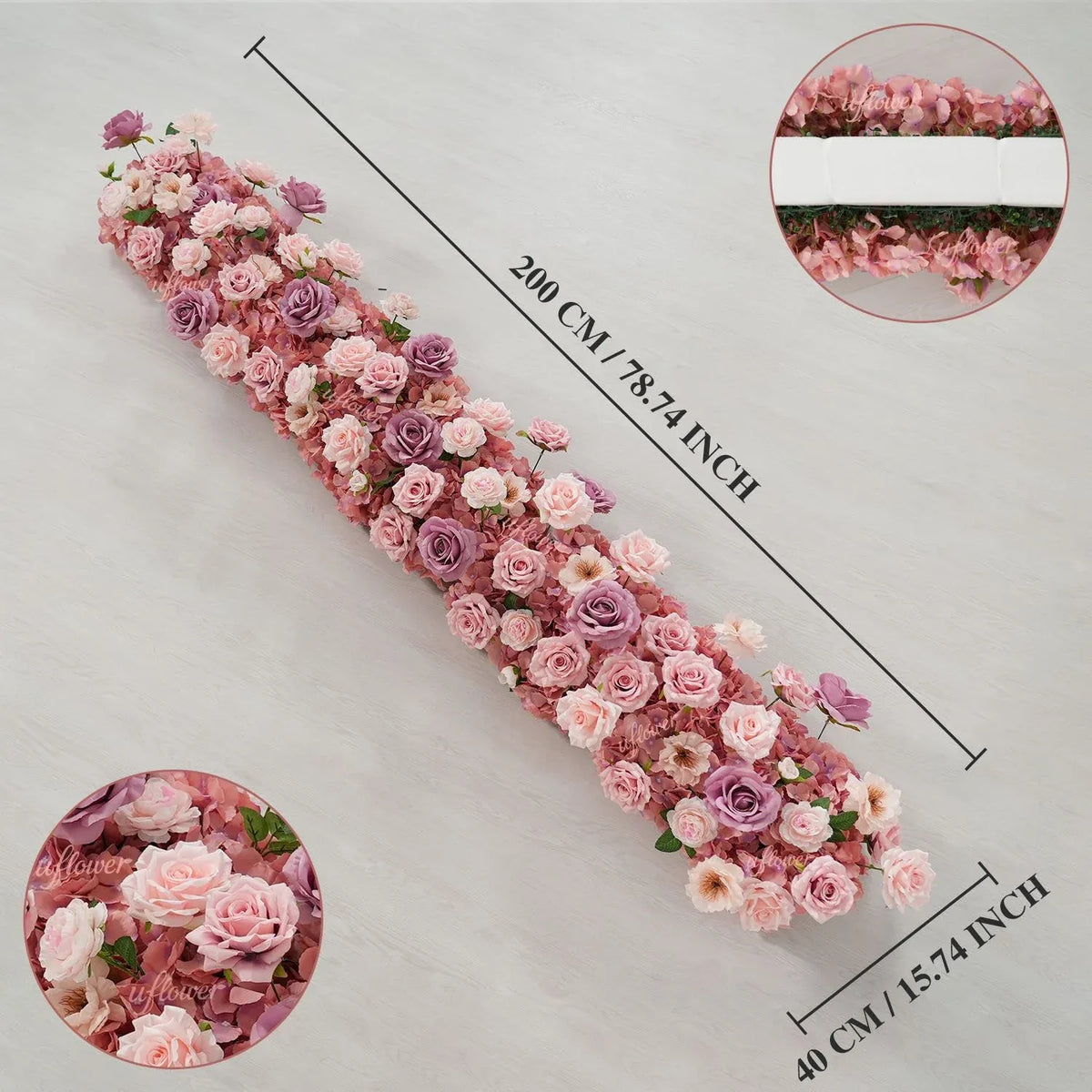 Uflower Purple Pink Floral Arrangement Wedding Party Backdrop Flower Row Decor SET80192 - Uflower