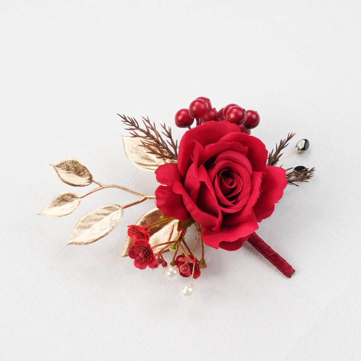 Uflower 6Pcs Red Boutonnieres MG80002-03*6