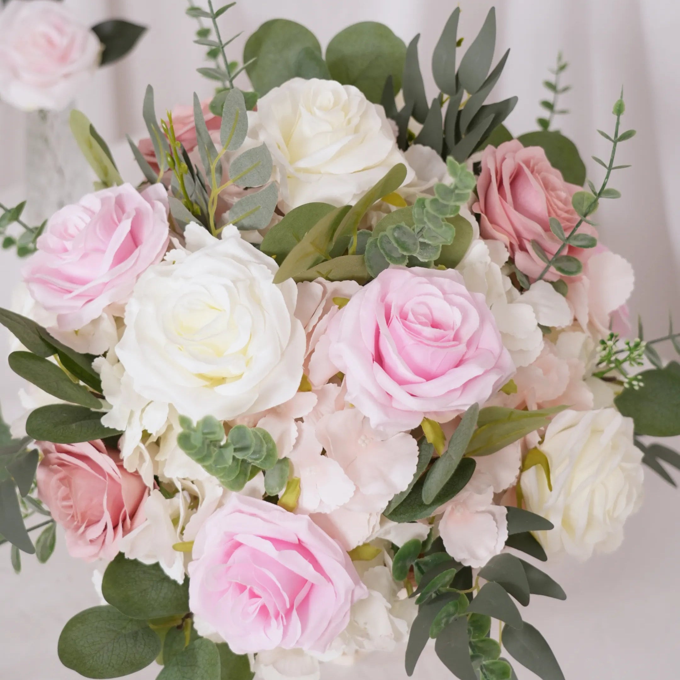 DIY Centerpiece Kit –Pink & White Rose Floral Arrangement Set