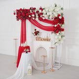 Uflower Artificial Red White Rose Flower Row Wedding KT Backdrop Decor SET80196 - Uflower