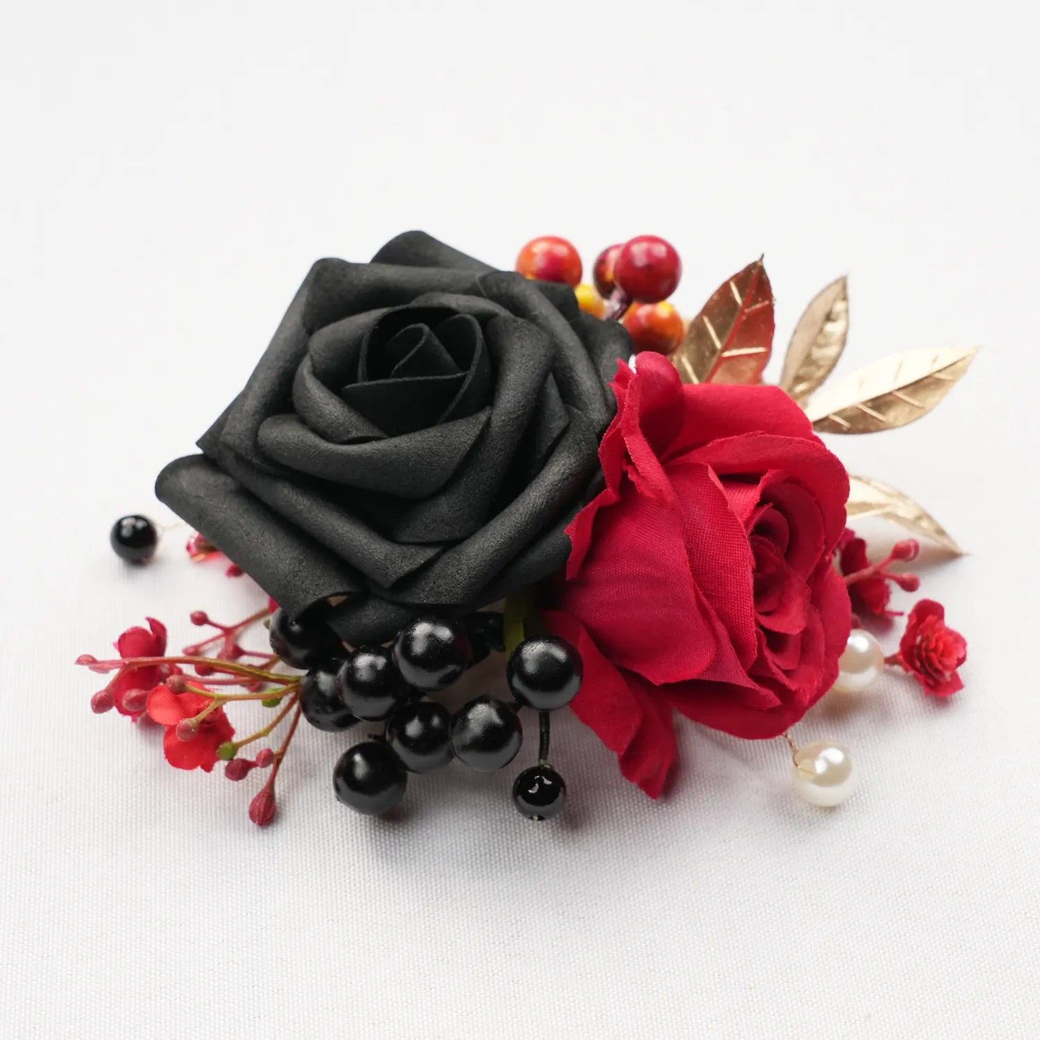 Uflower Black & Red Boutonnieres for Weddings & Events MG80011-03*6