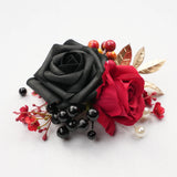 Uflower Boutonnières Noires et Rouges pour Mariages et Événements MG80011-03*6