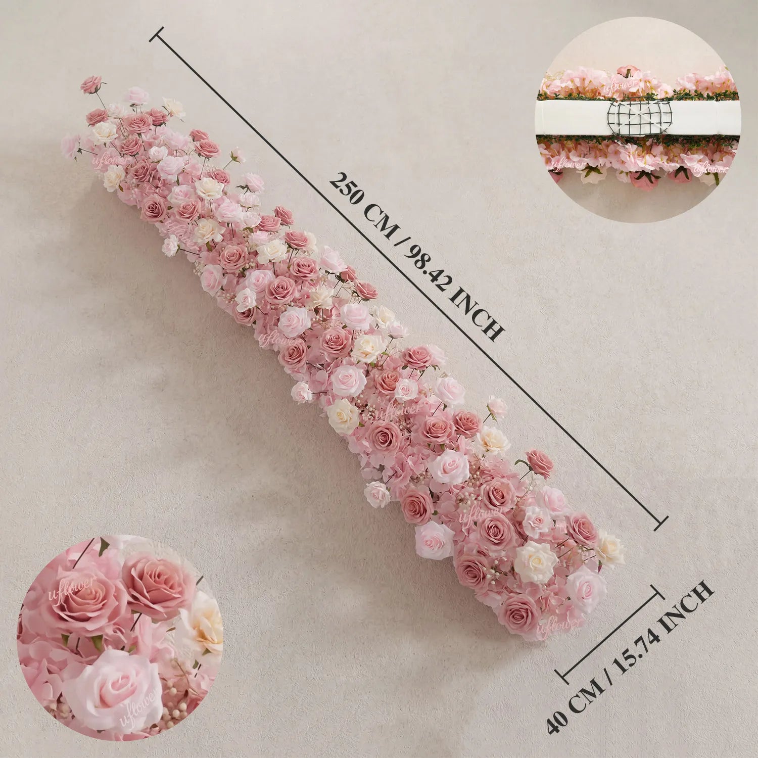 Uflowe Blush Table Runner Sofa Floral Wedding Backdrop Decor SET80244