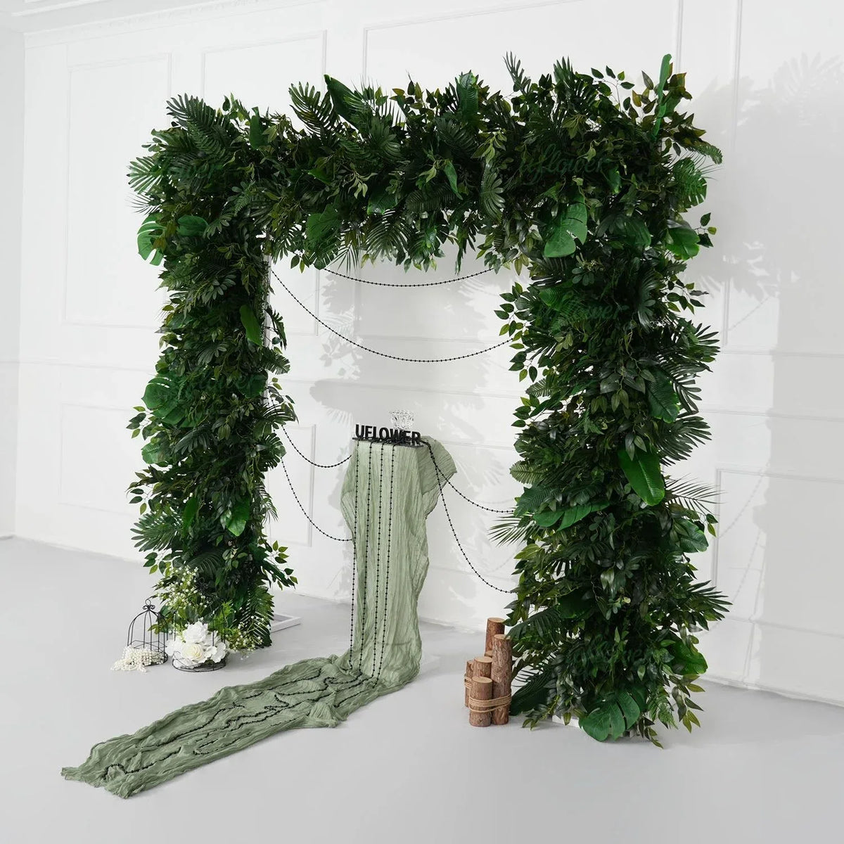 Uflower Artificial Green Leaves Flower Row Wedding KT Backdrop Decor SET80160 - Uflower