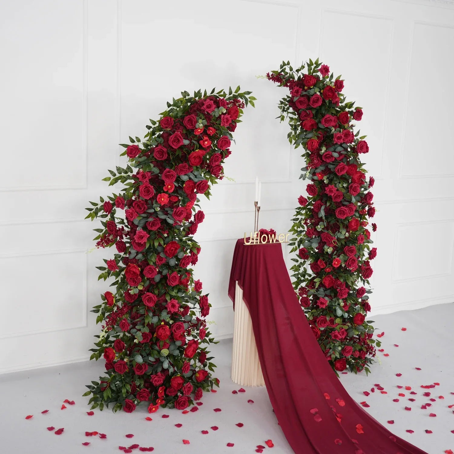 Uflower Red Rose Floral Arch Wedding Backdrop Decor SET80090 - Uflower