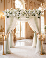 Uflower 200cm White Rose Greenery Flower Row with Drapes MC89004-02