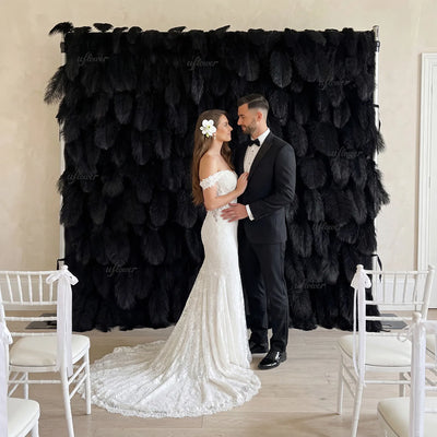 Uflower Artificial Black 5D Flower Wall Wedding Backdrop Deco Birthday Party SET80102
