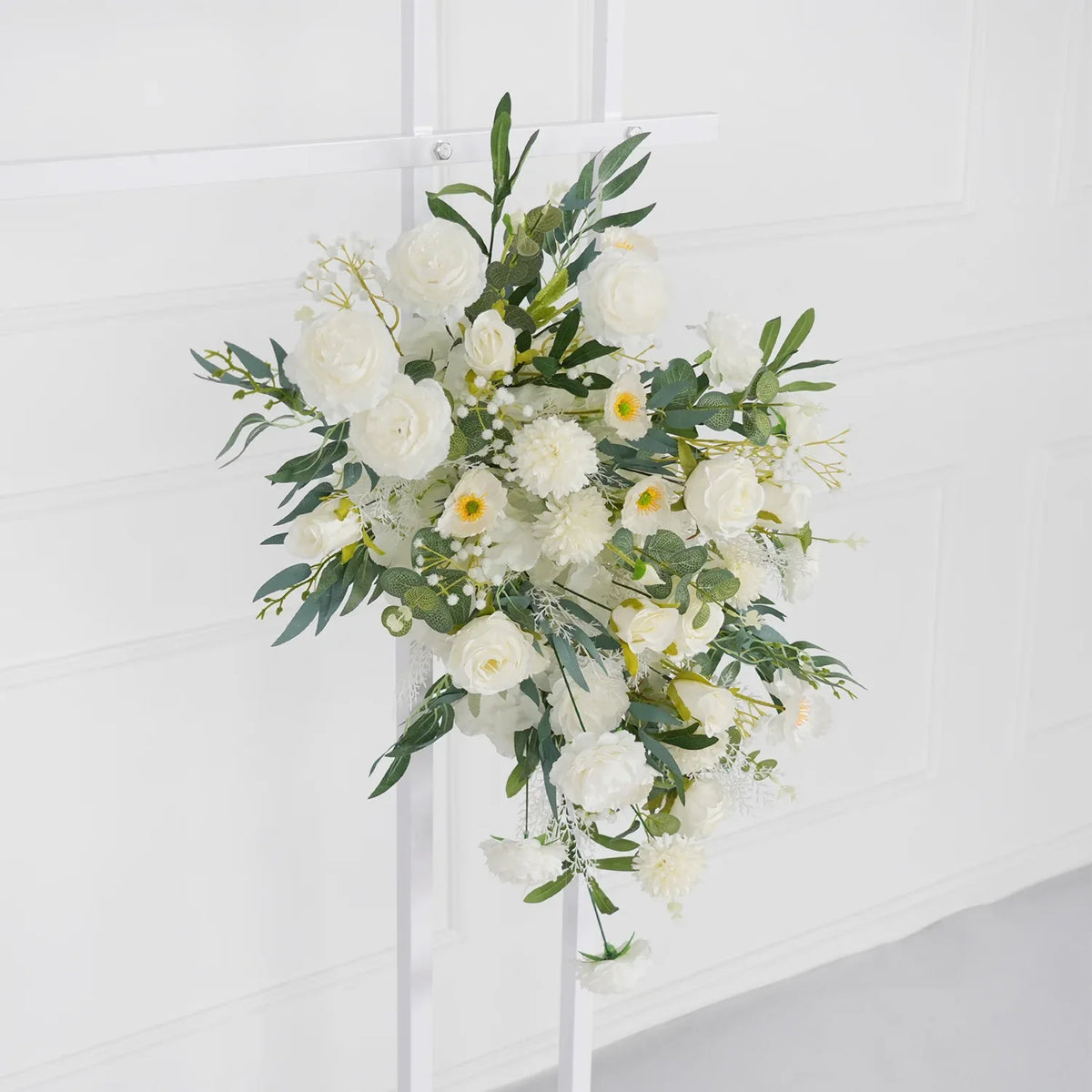 Artificial White Green Wedding KT Backdrop Flower Row Decor SET80075 - Uflower