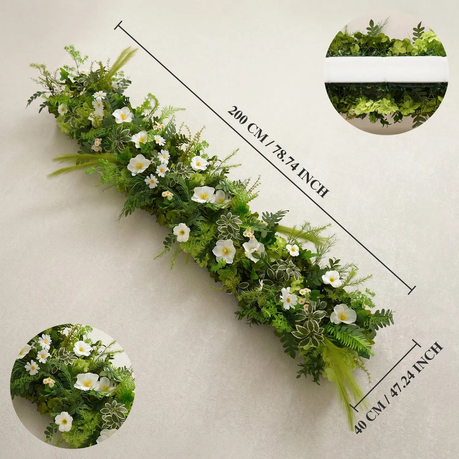 Uflower Greenery Floral Row Wedding & Event Backdrop MC80310-01