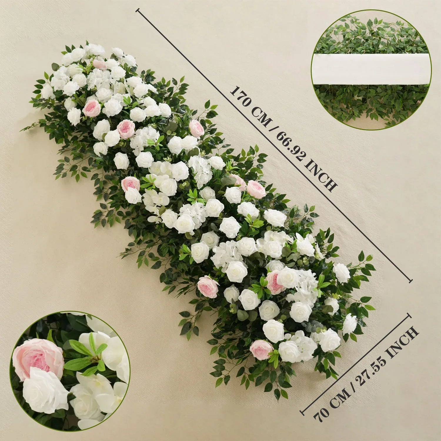 Uflower White Rose Wedding Background Flower Arrangement Arch Decoration SET80002-01 - Uflower