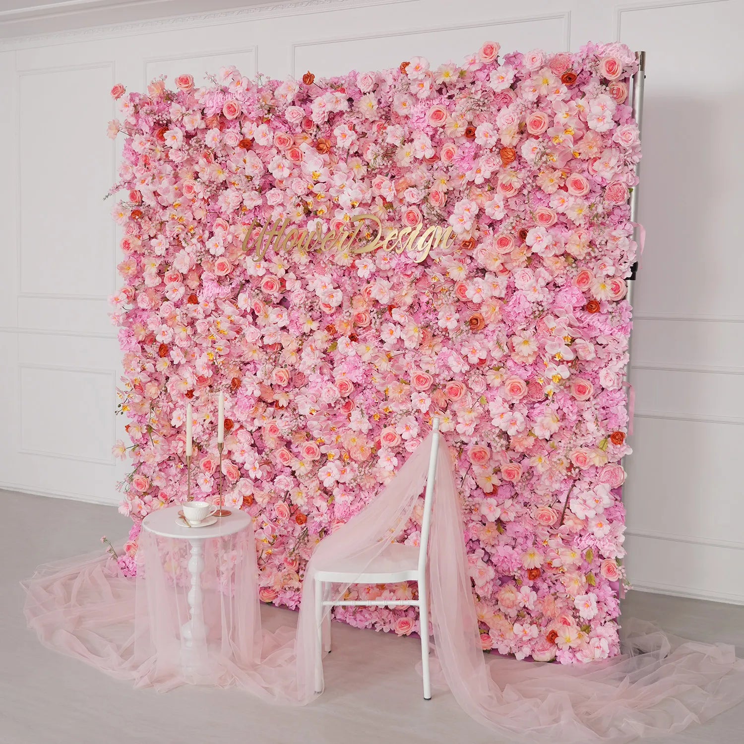 Uflower Pink Rose Flower Wall Wedding Party Proposal Decor SET80221