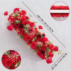 Uflower Artificial Red Rose Babysbreath Green Leaf Flower Row Wedding KT Backdrop Decor MC80131 - Uflower
