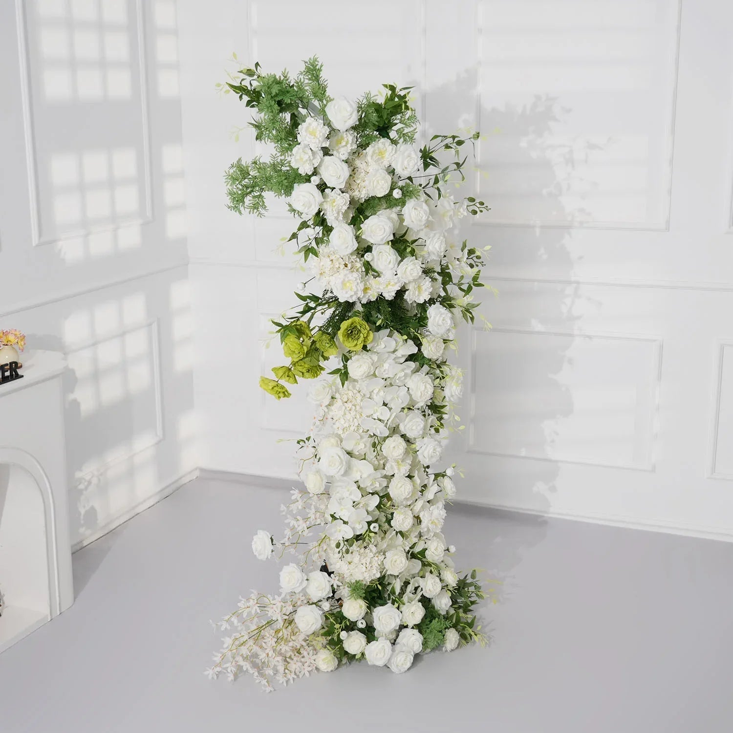 Uflower White Rose Green Leaf Floral Horn Arch Wedding Party Backdrop Decor MC80160-01 - Uflower