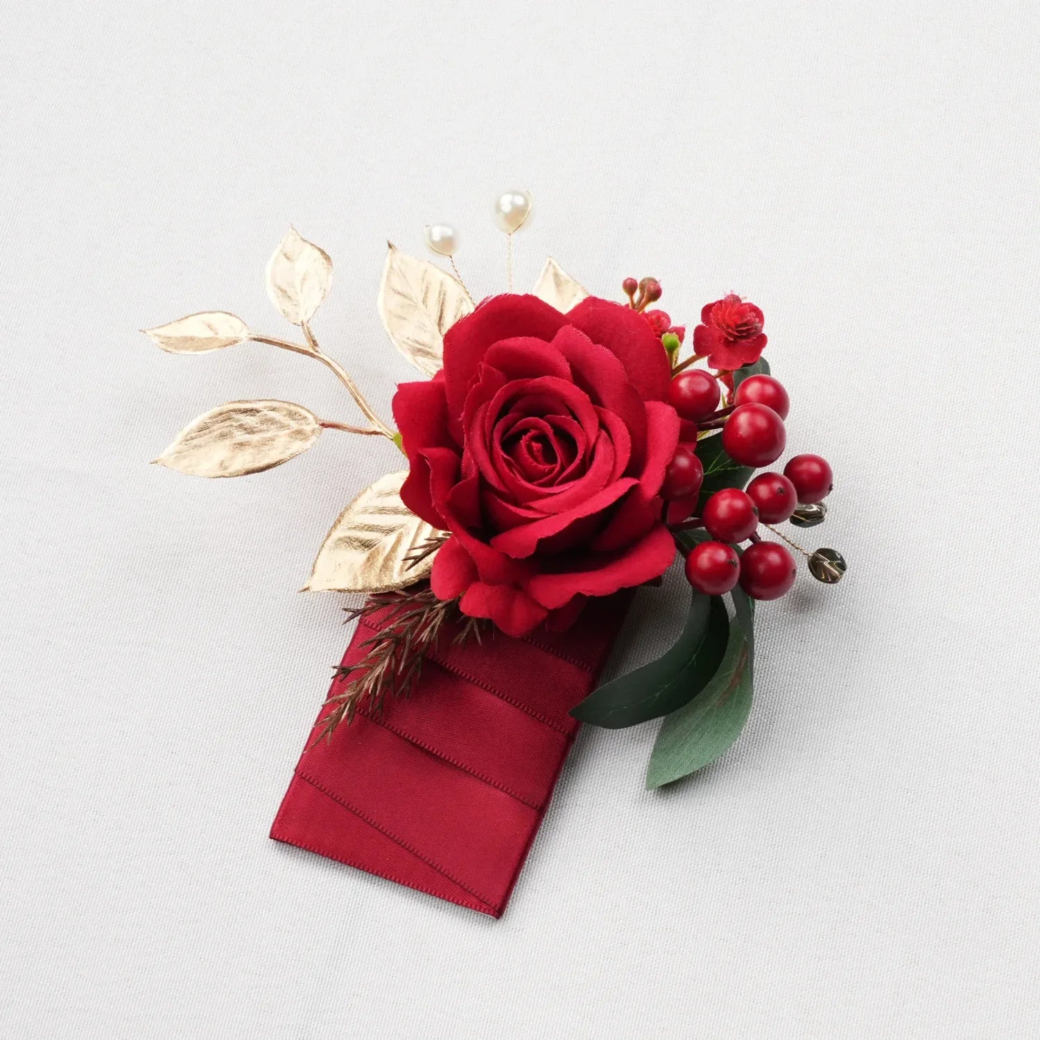 Uflower Boutonnieres in Red With Card MG80002-02 - Uflower