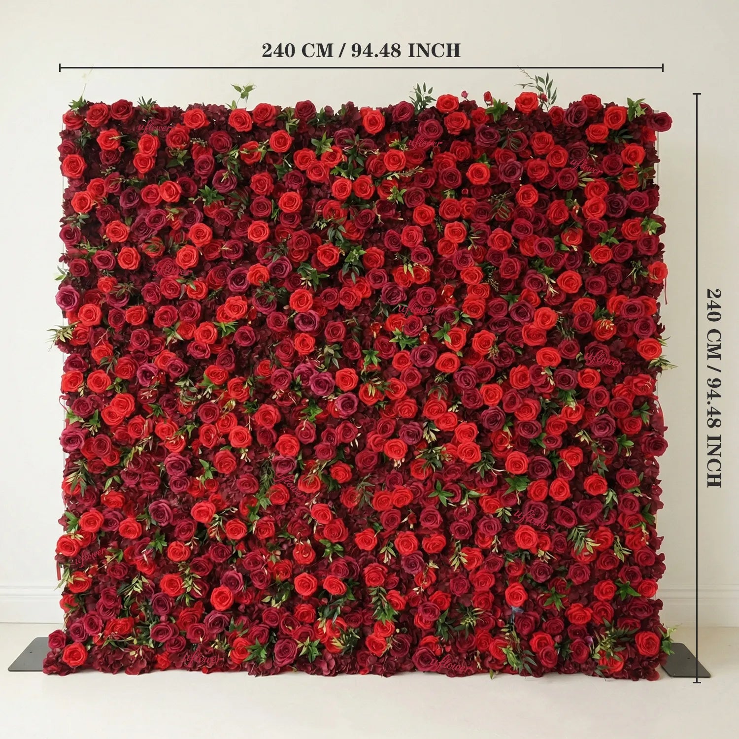 Uflower Red Rose Floral Wall Wedding Backdrop Birthday Party Decor SET80118-01